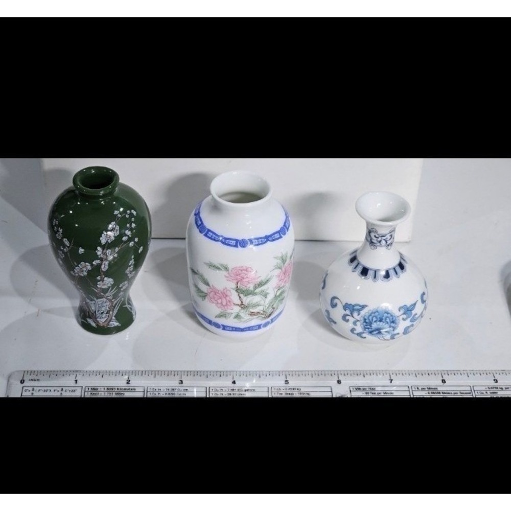 Lot of 3 Vintage Miniature Vases 1980 FP Franklin Mint Porcelain Japan